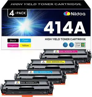 414A Toner Cartridges 4 Pack with Chip Replacement for HP 414A W2020A W2021A W2022A W2023A Color Enterprise M455dn MFP M480f; Color Pro M454dn MFP M479fdw Printer Black Cyan Yellow Magenta 414A Toner Cartridges 4 Pack with Chip Replacement for HP 414A W2020A W2021A W2022A W2023A Color Enterprise M455dn MFP M480f; Color Pro M454dn MFP M479fdw Printer Black Cyan Yellow Magenta