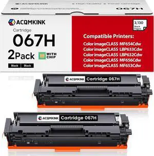 Cartridge 067H CRG067H Toner Cartridge Black Replacement for Canon 067H Color imageCLASS MF656Cdw LBP633Cdw LBP632Cdw MF653Cdw MF654Cdw Printer Ink, 2 Pack Cartridge 067H CRG067H Toner Cartridge Black Replacement for Canon 067H Color imageCLASS MF656Cdw LBP633Cdw LBP632Cdw MF653Cdw MF654Cdw Printer Ink, 2 Pack