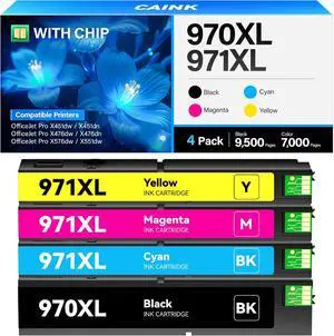 970XL 971XL Ink Cartridges High Yield Set 4-Pack Replacement for HP 970 971 970XL 971XL Ink Compatible with HP Officejet Pro X476dw X576dw X451dw X551dw X451dn X476dn Printer Black Cyan Magenta Yellow 970XL 971XL Ink Cartridges High Yield Set 4-Pack Replacement for HP 970 971 970XL 971XL Ink Compatible with HP Officejet Pro X476dw X576dw X451dw X551dw X451dn X476dn Printer Black Cyan Magenta Yellow