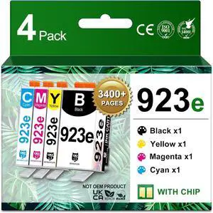 923XL 923e 923 Ink Cartridges for HP Printers (BK/C/M/Y) 4-Pack 923XL 923e 923 Ink Cartridges for HP Printers (BK/C/M/Y) 4-Pack
