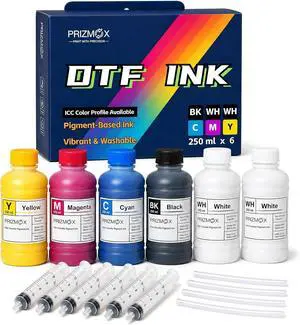 DTF Ink 1500ML Combo Pack Pigment Ink Use with DTF Film Heat Transfer Printing, Refill for DTF Printer DX5 DX7 5113 XP600 I3200 4720 XP15000(2 White+KCMY, 250ml x 6) DTF Ink 1500ML Combo Pack Pigment Ink Use with DTF Film Heat Transfer Printing, Refill for DTF Printer DX5 DX7 5113 XP600 I3200 4720 XP15000(2 White+KCMY, 250ml x 6)