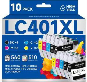 LC401XL Ink Cartridges Compatible for Brother Printer LC401 401XL 10-Pack LC401XL Ink Cartridges Compatible for Brother Printer LC401 401XL 10-Pack