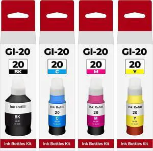 G6020 G7020 GI-20 Ink Refill Bottles Kit Compatible with Canon PIXMA G6020 G7020 G5020 MegaTank Printer for Canon 20 GI-20 GI20 GI 20 Bottle Refill Dye Printer Ink Black Cyan Magenta Yellow 4 Pack G6020 G7020 GI-20 Ink Refill Bottles Kit Compatible with Canon PIXMA G6020 G7020 G5020 MegaTank Printer for Canon 20 GI-20 GI20 GI 20 Bottle Refill Dye Printer Ink Black Cyan Magenta Yellow 4 Pack