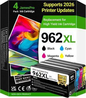 Upgraaded Chip 962XL Ink Cartridges Combo Pack Replacement for HP 962 Ink Cartridges Compatible with HP OfficeJet 9015e 9010 9015 9025e 9018e 9020 9025 9018 Printer (Black Cyan Magenta Yellow, 4-Pack) Upgraaded Chip 962XL Ink Cartridges Combo Pack Replacement for HP 962 Ink Cartridges Compatible with HP OfficeJet 9015e 9010 9015 9025e 9018e 9020 9025 9018 Printer (Black Cyan Magenta Yellow, 4-Pack)
