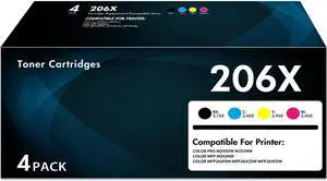 206X Toner Cartridges 4-Pack Set Compatible for HP Pro MFP M283fdw 206X Toner Cartridges 4-Pack Set Compatible for HP Pro MFP M283fdw