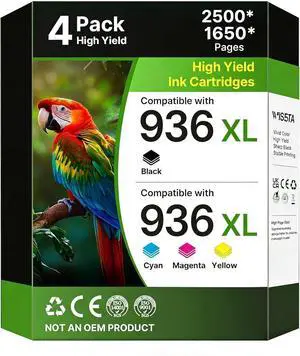 936XL Replacement for HP 936 Ink Cartridges Compatible with 9125e, 4 Pack 936XL Replacement for HP 936 Ink Cartridges Compatible with 9125e, 4 Pack
