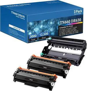 TN660 Toner Cartridge DR630 Drum Compatible for Brother TN 660 TN-660 DR 630 DR-630 for Brother HL-L2380DW HL-L2320D HL-L2340DW DCP-L2540DW MFC-L2700DW MFC-L2720DW Printer(2Toners, 1 Drum Unit, 3Pack) TN660 Toner Cartridge DR630 Drum Compatible for Brother TN 660 TN-660 DR 630 DR-630 for Brother HL-L2380DW HL-L2320D HL-L2340DW DCP-L2540DW MFC-L2700DW MFC-L2720DW Printer(2Toners, 1 Drum Unit, 3Pack)
