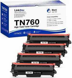TN760 Toner Cartridge High Yield Replacement for Brother TN-760 TN730, Works with HL-L2350DW HL-L2370DW MFC-L2710DW MFC-L2750DW DCP-L2550DW Printer, 4-Pack TN760 Toner Cartridge High Yield Replacement for Brother TN-760 TN730, Works with HL-L2350DW HL-L2370DW MFC-L2710DW MFC-L2750DW DCP-L2550DW Printer, 4-Pack