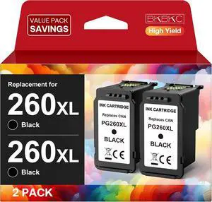 BKBKC PG-260 XL Remanufactured Ink Cartridges Replacement for Canon 260XL PG 260 XL Black Ink Cartridge High Yield Work with TS5320 TR7020 TS6420 TS5300 TS6400 TS6420a TR7022 TR7020a (2 Black) BKBKC PG-260 XL Remanufactured Ink Cartridges Replacement for Canon 260XL PG 260 XL Black Ink Cartridge High Yield Work with TS5320 TR7020 TS6420 TS5300 TS6400 TS6420a TR7022 TR7020a (2 Black)