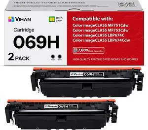 069H Toner Cartridge Black Compatible CRG069H Replacement for Canon 069 069H Color ImageCLASS LBP674C LBP674Cdw MF753Cdw MF751Cdw MF750C Printer Ink (2 Pack) 069H Toner Cartridge Black Compatible CRG069H Replacement for Canon 069 069H Color ImageCLASS LBP674C LBP674Cdw MF753Cdw MF751Cdw MF750C Printer Ink (2 Pack)