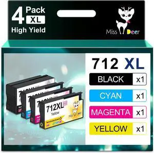 Miss Deer 712XL Ink Cartridges Combo Pack for HP 712 712XL Miss Deer 712XL Ink Cartridges Combo Pack for HP 712 712XL