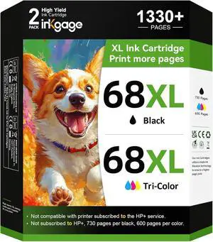 68e High Yield for HP 68 Ink Cartridge Black and Tri-Color Combo Pack Compatible for HP 68XL Ink Cartridges for Envy 6155e 6155 6555e 6152e 6552e 6558e 6165e 6100e 6500e 6550e Series Printers 2-Pack 68e High Yield for HP 68 Ink Cartridge Black and Tri-Color Combo Pack Compatible for HP 68XL Ink Cartridges for Envy 6155e 6155 6555e 6152e 6552e 6558e 6165e 6100e 6500e 6550e Series Printers 2-Pack