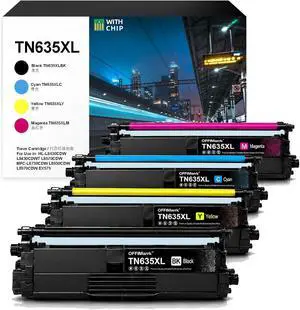 TN635XL TN635 Toner Cartridge 4-Pack for Brother HL-L8430CDW L8430CDWT L8570CDW MFC-L8730CDW L8930CDW L8970CDW EX575 Printers Compatible Replacement TN635 (BK/C/M/Y) TN635XL TN635 Toner Cartridge 4-Pack for Brother HL-L8430CDW L8430CDWT L8570CDW MFC-L8730CDW L8930CDW L8970CDW EX575 Printers Compatible Replacement TN635 (BK/C/M/Y)