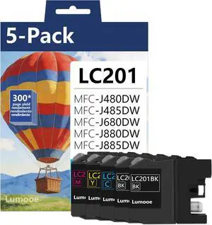 LC201 LC203XL High Yield Ink Cartridges 5-Pack (Includes 2 LC201BK, 1 LC201C, 1 LC201M,1 LC201Y) Replacement for Brother MFC-J880DW MFC-J885DW MFC-J460DW MFC-J4620DW MFC-J480DW Printer LC201 LC203XL High Yield Ink Cartridges 5-Pack (Includes 2 LC201BK, 1 LC201C, 1 LC201M,1 LC201Y) Replacement for Brother MFC-J880DW MFC-J885DW MFC-J460DW MFC-J4620DW MFC-J480DW Printer