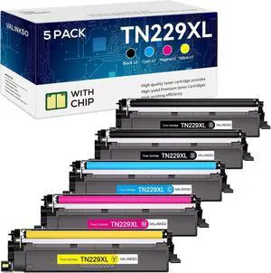 Compatible TN229XL Toner Cartridge Replacement for Brother TN229 TN229XL Toner Work with Brother HL-L3220CDW MFC-L3780CDW HL-L3280CDW MFC-L3720CDW HL-L3300CDW,High Yield 5-Pack (BK/C/M/Y) Compatible TN229XL Toner Cartridge Replacement for Brother TN229 TN229XL Toner Work with Brother HL-L3220CDW MFC-L3780CDW HL-L3280CDW MFC-L3720CDW HL-L3300CDW,High Yield 5-Pack (BK/C/M/Y)