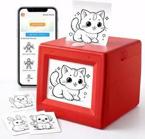 AI Voice Sticker Printer Box, Portable Thermal Inkless Printer with 5 Paper Rolls, Supports Voice Control & Display, Inkless Portable Mini Printer for DIY AI Voice Sticker Printer Box, Portable Thermal Inkless Printer with 5 Paper Rolls, Supports Voice Control & Display, Inkless Portable Mini Printer for DIY