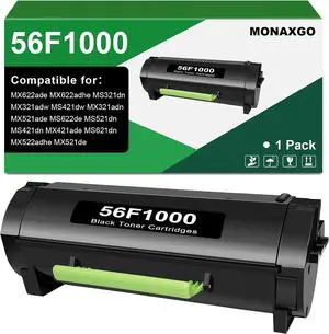 56F1000 Black Toner Cartridge Compatible for Lexmark MS621 Toner 56F1000 Toner Cartridge for MS321 MS421 MS521 MS621 MS622 MX321 MX421 MX521 MX522 MX622 Laser Printer High Yield 6,000 Pages 1 Pack 56F1000 Black Toner Cartridge Compatible for Lexmark MS621 Toner 56F1000 Toner Cartridge for MS321 MS421 MS521 MS621 MS622 MX321 MX421 MX521 MX522 MX622 Laser Printer High Yield 6,000 Pages 1 Pack