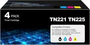 TN221 TN225 Toner Cartridge Compatible for Brother TN-221 TN-225 TN 221 TN 225 Use with MFC-9130CW HL-3170CDW MFC-9340CDW HL-3140CW MFC-9330CDW Printer (Black Cyan Magenta Yellow TN221 TN225, 4 Pack) TN221 TN225 Toner Cartridge Compatible for Brother TN-221 TN-225 TN 221 TN 225 Use with MFC-9130CW HL-3170CDW MFC-9340CDW HL-3140CW MFC-9330CDW Printer (Black Cyan Magenta Yellow TN221 TN225, 4 Pack)