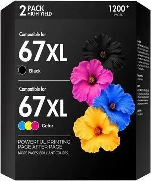 67 67XL Ink Cartridge Black/Color Combo Pack 2800e 2855e Replacement for HP67XL Work for HP Deskjet 2700 2755e 4255e 4155e 2827e 2852e 2700e Envy 6055e 6000 6400 6455e Printer (1 Black,1 Tri-Color) 67 67XL Ink Cartridge Black/Color Combo Pack 2800e 2855e Replacement for HP67XL Work for HP Deskjet 2700 2755e 4255e 4155e 2827e 2852e 2700e Envy 6055e 6000 6400 6455e Printer (1 Black,1 Tri-Color)