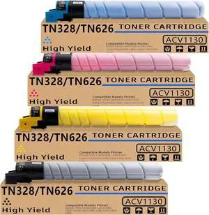 TN-626 TN626 Toner Cartridge 4-Pack High Yield Replacement for TN626K TN626C TN626Y TN626M TN626 Toner Compatible with Konica Minolta Bizhub C450i C550i C650i Printer(B/C/M/Y) TN-626 TN626 Toner Cartridge 4-Pack High Yield Replacement for TN626K TN626C TN626Y TN626M TN626 Toner Compatible with Konica Minolta Bizhub C450i C550i C650i Printer(B/C/M/Y)