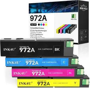 972A Ink Cartridges Compatible Replacement for HP 972A 972X Ink to Work for Color PageWide Pro MFP 477dw Ink Cartridges 477dn 577dw 452dw 452dn 577z 552dw P55250dw Printer (4 Pack, B/C/M/Y) 972A Ink Cartridges Compatible Replacement for HP 972A 972X Ink to Work for Color PageWide Pro MFP 477dw Ink Cartridges 477dn 577dw 452dw 452dn 577z 552dw P55250dw Printer (4 Pack, B/C/M/Y)