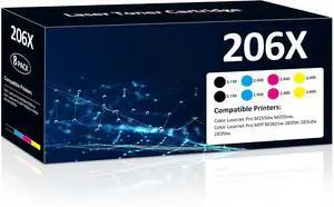 206X Toner Cartridges High Yield 8 Pack Compatible for HP 206X 206A Set for HP Color Laser Jet Pro M255dw M255nw MFP M283fdw M283cdw M282nw M283fdn Printer(2Black/2Cyan/2Yellow/2Magenta) 206X Toner Cartridges High Yield 8 Pack Compatible for HP 206X 206A Set for HP Color Laser Jet Pro M255dw M255nw MFP M283fdw M283cdw M282nw M283fdn Printer(2Black/2Cyan/2Yellow/2Magenta)