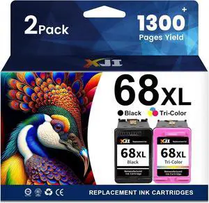 XJI 68XL Ink Cartridges Replacement for HP 68 Ink Cartridges Black and Color Combo Pack Compatible with HP Envy 6155e 6555e 6152e 6552e 6558e Printer (1 Black, 1 Tri-Color) XJI 68XL Ink Cartridges Replacement for HP 68 Ink Cartridges Black and Color Combo Pack Compatible with HP Envy 6155e 6555e 6152e 6552e 6558e Printer (1 Black, 1 Tri-Color)
