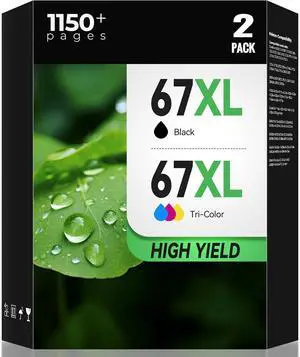 67 67XL Ink Cartridge Black/Color Combo Pack 2800e 2855e Compatible for HP67 67XL Printer Ink with DeskJet 2800e 2855e 4255e 2755e 4155e 4528e 2827e 2852e 2742e Envy 6055e Pro 6455 6458e Series,2 Pack 67 67XL Ink Cartridge Black/Color Combo Pack 2800e 2855e Compatible for HP67 67XL Printer Ink with DeskJet 2800e 2855e 4255e 2755e 4155e 4528e 2827e 2852e 2742e Envy 6055e Pro 6455 6458e Series,2 Pack