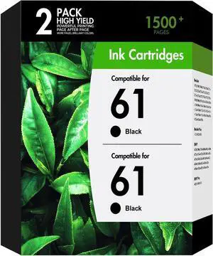 61 61XL Ink Cartridges for HP Printers Compatible for HP61XL 2-Pack Black 61 61XL Ink Cartridges for HP Printers Compatible for HP61XL 2-Pack Black