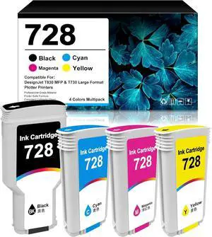 728 Ink Cartridges 4-Pack (300ml Matte Black / 130ml Cyan/Magenta/Yellow) 728 Ink Cartridges 4-Pack (300ml Matte Black / 130ml Cyan/Magenta/Yellow)