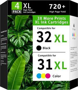 Compatible Ink Cartridge Replacement for HP 31 32 31XL 32XL, Works with Smart Tank 5101 7602 6001 5000 7301 7001 5102 (4-Pack, Black Cyan Magenta Yellow) Compatible Ink Cartridge Replacement for HP 31 32 31XL 32XL, Works with Smart Tank 5101 7602 6001 5000 7301 7001 5102 (4-Pack, Black Cyan Magenta Yellow)