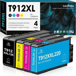 LeciRoba Remanufactured Ink Cartridge Replacement for T912 912XL T912XL120 T912XL220 T912XL320 T912XL420 Ink Cartridge for Workforce Pro WF-C8190 WF-C8690 Printer Ink (4-Pack, BCMY) LeciRoba Remanufactured Ink Cartridge Replacement for T912 912XL T912XL120 T912XL220 T912XL320 T912XL420 Ink Cartridge for Workforce Pro WF-C8190 WF-C8690 Printer Ink (4-Pack, BCMY)