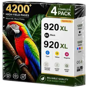 920XL Ink Cartridges Combo Pack High-Yield Replacement for HP Ink 920 920 XL for Officejet 6500 6500A 6000 7000 7500 7500A E709 Printer Ink 4-Pack (Black, Cyan, Magenta, Yellow) 920XL Ink Cartridges Combo Pack High-Yield Replacement for HP Ink 920 920 XL for Officejet 6500 6500A 6000 7000 7500 7500A E709 Printer Ink 4-Pack (Black, Cyan, Magenta, Yellow)