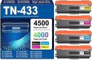 TN-433 TN433 Toner Cartridge Set Replacement for Brother TN 433 Toner, Compatible with MFC-L8900CDW HL-L8360CDW HL-L8260CDW MFC-L8610CDW MFC-L8895CDW Printers (4PK,TN433BK TN433C TN433M TN433Y) TN-433 TN433 Toner Cartridge Set Replacement for Brother TN 433 Toner, Compatible with MFC-L8900CDW HL-L8360CDW HL-L8260CDW MFC-L8610CDW MFC-L8895CDW Printers (4PK,TN433BK TN433C TN433M TN433Y)