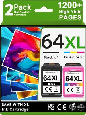 64XL Ink Cartridges Black and Color Compatible for HP 64XL Ink Cartridge 64XL Ink Cartridges Black and Color Compatible for HP 64XL Ink Cartridge