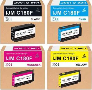 IJM C180F Ink Cartridge High Capacity Ink Set Replacement for 408517 408518 408519 408520 Ink Compatible for Ricoh IJM C180F Printers Ink (4-Pack, Black, Cyan, Magenta, Yellow) IJM C180F Ink Cartridge High Capacity Ink Set Replacement for 408517 408518 408519 408520 Ink Compatible for Ricoh IJM C180F Printers Ink (4-Pack, Black, Cyan, Magenta, Yellow)