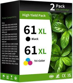 61 61XL Ink Cartridge Combo Pack Compatible for Hp 61XL Ink Cartridges Latest Upgrade Work with HP Envy 4500 5530 Officejet 4630 4635 Envy 4502 4501 Deskjet 1000 1010 2540 (Black Tri-Color 2Pack) 61 61XL Ink Cartridge Combo Pack Compatible for Hp 61XL Ink Cartridges Latest Upgrade Work with HP Envy 4500 5530 Officejet 4630 4635 Envy 4502 4501 Deskjet 1000 1010 2540 (Black Tri-Color 2Pack)