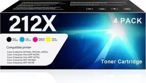 212X High Yield Toner Cartridges 4 Pack Replacement for HP 212X W2120X to Use with Color Enterprise Flow MFP M578c M578z MFP M578dn M578f Color Enterprise M555dn M554dn M555x Printer 212X High Yield Toner Cartridges 4 Pack Replacement for HP 212X W2120X to Use with Color Enterprise Flow MFP M578c M578z MFP M578dn M578f Color Enterprise M555dn M554dn M555x Printer