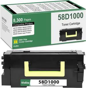58D1000 Black Toner Cartridge (with New Chip) Repalcement for Lexmark 58D1000 Toner Cartridge for MS725 MS821 MS822 MS823 MS824 MS825 MX721 MX722 Laser Printers, 1 Pack 58D1000 Ink Kit 58D1000 Black Toner Cartridge (with New Chip) Repalcement for Lexmark 58D1000 Toner Cartridge for MS725 MS821 MS822 MS823 MS824 MS825 MX721 MX722 Laser Printers, 1 Pack 58D1000 Ink Kit