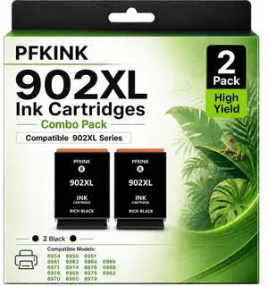 902XL Black Ink Cartridge 2 Pack Replacement for HP 902XL 902 Ink Cartridges for HP Printers, Compatible with OfficeJet Pro 6978 6968 6970 6975 6960, OfficeJet 6958 6950 6954 6951 902XL Black Ink Cartridge 2 Pack Replacement for HP 902XL 902 Ink Cartridges for HP Printers, Compatible with OfficeJet Pro 6978 6968 6970 6975 6960, OfficeJet 6958 6950 6954 6951