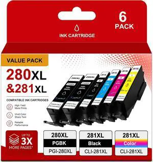 PGI-280XL CLI-281XL Ink Cartridge Value 6-Pack Replacement for Canon 280 280XL 281 281XL Use with TR8520 TR7520 TS9120 TS8120 TS6120 TS9521C TS9520 TS8220 TS6220 Printers PGI-280XL CLI-281XL Ink Cartridge Value 6-Pack Replacement for Canon 280 280XL 281 281XL Use with TR8520 TR7520 TS9120 TS8120 TS6120 TS9521C TS9520 TS8220 TS6220 Printers