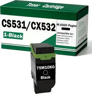 CS531 CX532 Black Toner Cartridge 75M10K0 Compatible for Lexmark CS531 CS531dw CX532 CX532adwe CS632 CS632dwe CX635 CX635adwe Printer (1 Black) CS531 CX532 Black Toner Cartridge 75M10K0 Compatible for Lexmark CS531 CS531dw CX532 CX532adwe CS632 CS632dwe CX635 CX635adwe Printer (1 Black)