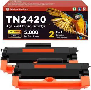 Compatible Toner Cartridge TN2420 TN-2420 TN 2420, for Brother DCP-L2510D DCP-L2530DW DCP-L2550DN HL-L2310D HL-L2350DW HL-L2370DN HL-L2370DW MFC-L2750DW Printers, 5,000 Page Yield 2-Pack Compatible Toner Cartridge TN2420 TN-2420 TN 2420, for Brother DCP-L2510D DCP-L2530DW DCP-L2550DN HL-L2310D HL-L2350DW HL-L2370DN HL-L2370DW MFC-L2750DW Printers, 5,000 Page Yield 2-Pack