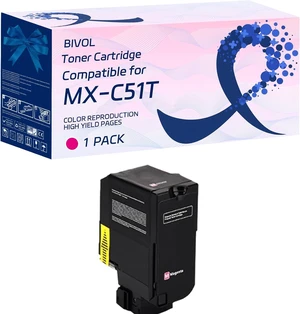 BIVOL MX-C51T Toner Cartridge Compatible for Sharp MX-C507P Printers, with Chip, High Yield 16000 Pages (1 Pack Magenta) BIVOL MX-C51T Toner Cartridge Compatible for Sharp MX-C507P Printers, with Chip, High Yield 16000 Pages (1 Pack Magenta)