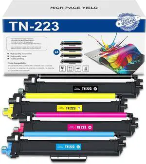 TN223 BK/C/M/Y Toner Cartridge 4 Pack (with chip): Compatible TN223 TN-223 Replacement for Brother MFC-L3770CDW L3710CW L3750CDW HL-3210CW 3230CDW 3270CDW 3290CDW DCP-L3510CDW L3550CDW Printer TN223 BK/C/M/Y Toner Cartridge 4 Pack (with chip): Compatible TN223 TN-223 Replacement for Brother MFC-L3770CDW L3710CW L3750CDW HL-3210CW 3230CDW 3270CDW 3290CDW DCP-L3510CDW L3550CDW Printer