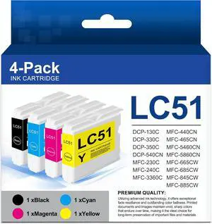 LC51 Ink Cartridges Compatible for Brother MFC-240C MFC-440CN LC51 Ink Cartridges Compatible for Brother MFC-240C MFC-440CN