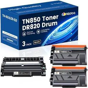 TN850 Toner Cartridge and DR820 Drum Unit Replacement for Brother TN850 TN-850 DR820 to use with HL-L6200DW MFC-L5850DW MFC-L6800DW Printer (2 Toners, 1 Drum Unit, 3 Pack) TN850 Toner Cartridge and DR820 Drum Unit Replacement for Brother TN850 TN-850 DR820 to use with HL-L6200DW MFC-L5850DW MFC-L6800DW Printer (2 Toners, 1 Drum Unit, 3 Pack)