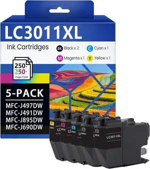 LC3011XL Ink Cartridges High Yield 5-Pack Replacement for Brother LC3011XL Ink Cartridges High Yield 5-Pack Replacement for Brother