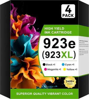 923e Ink Cartridges 4 Pack High Yield (3400+ Pages) Compatible with OfficeJet Pro 8120 8130 Series for HP 923 923e 923XL Ink Work for OfficeJet Pro 8125e 8120e 8120 8135e 8130e 8139e 8130 Printer 923e Ink Cartridges 4 Pack High Yield (3400+ Pages) Compatible with OfficeJet Pro 8120 8130 Series for HP 923 923e 923XL Ink Work for OfficeJet Pro 8125e 8120e 8120 8135e 8130e 8139e 8130 Printer