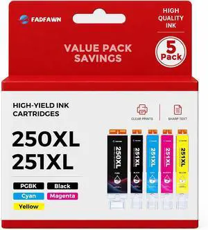 PGI-250XL CLI-251XL 5-Pack Ink Cartridges Replacement for 250 251 XL PGI-250XL CLI-251XL 5-Pack Ink Cartridges Replacement for 250 251 XL
